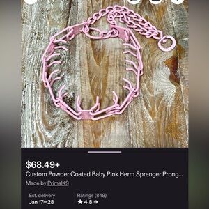 Custom baby pink holographic herm sprenger prong collar